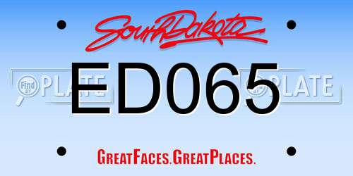ED065 South Dakota License Plate