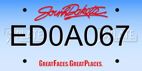 ED0A067 South Dakota License Plate