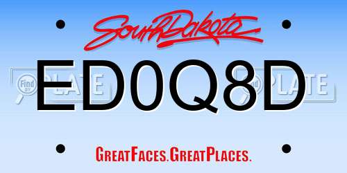 ED0Q8D South Dakota License Plate