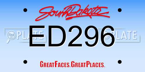 ED296 South Dakota License Plate