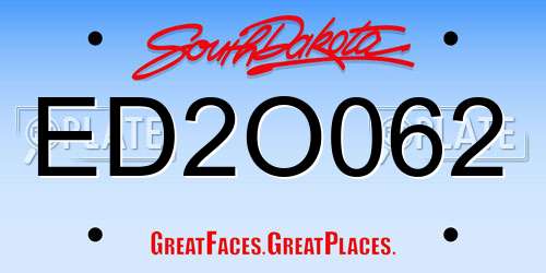 ED2O062 South Dakota License Plate