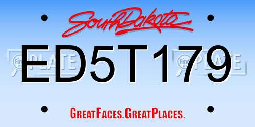 ED5T179 South Dakota License Plate