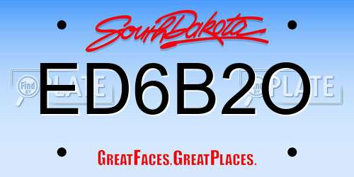 ED6B2O South Dakota License Plate