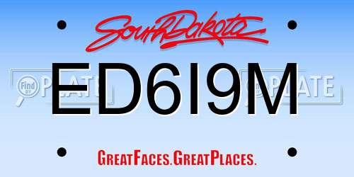 ED6I9M South Dakota License Plate