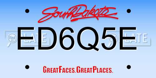ED6Q5E South Dakota License Plate
