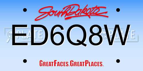 ED6Q8W South Dakota License Plate