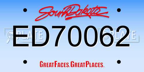ED70062 South Dakota License Plate