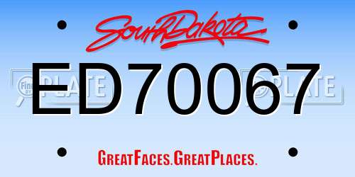 ED70067 South Dakota License Plate