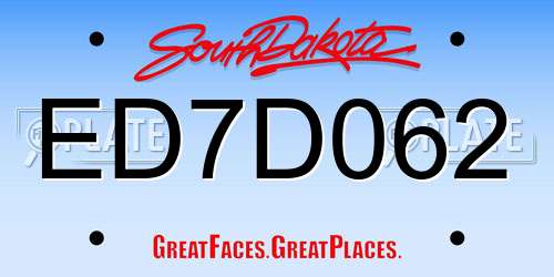 ED7D062 South Dakota License Plate
