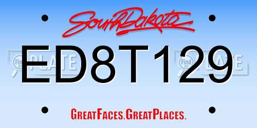 ED8T129 South Dakota License Plate