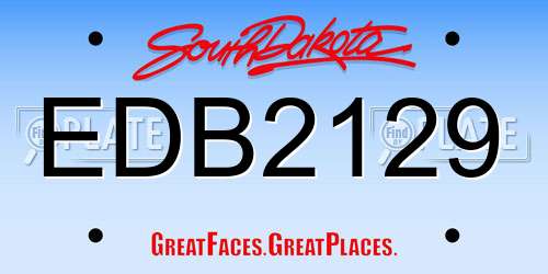 EDB2129 South Dakota License Plate