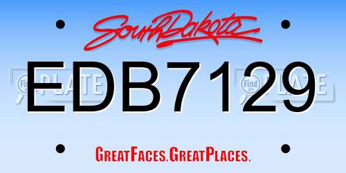 EDB7129 South Dakota License Plate