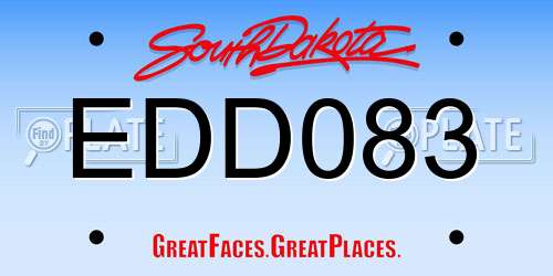 EDD083 South Dakota License Plate