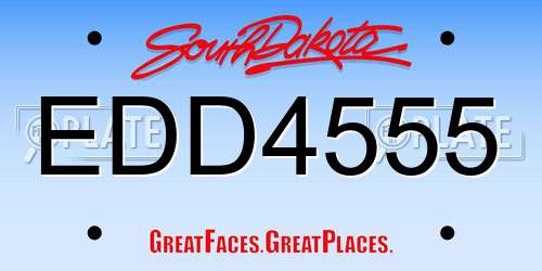 EDD4555 South Dakota License Plate