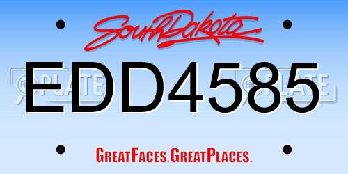 EDD4585 South Dakota License Plate