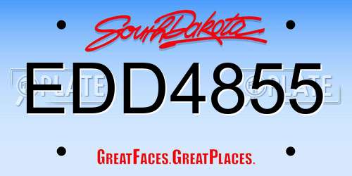 EDD4855 South Dakota License Plate