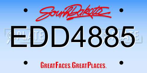 EDD4885 South Dakota License Plate
