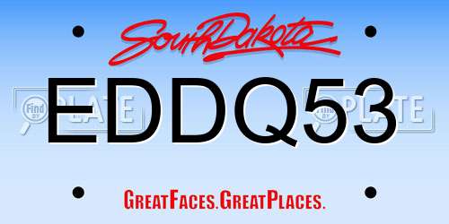EDDQ53 South Dakota License Plate