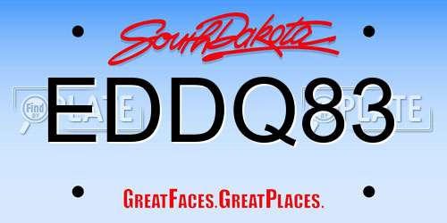 EDDQ83 South Dakota License Plate