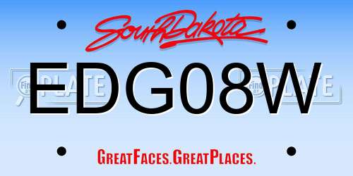 EDG08W South Dakota License Plate