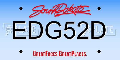 EDG52D South Dakota License Plate