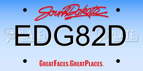EDG82D South Dakota License Plate