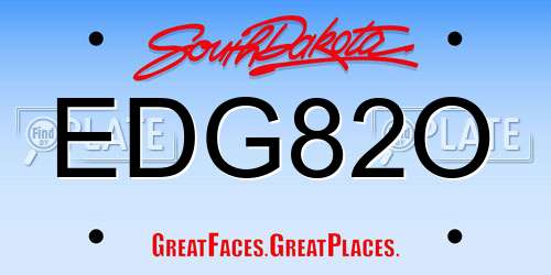 EDG82O South Dakota License Plate