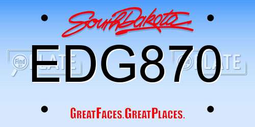 EDG870 South Dakota License Plate