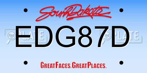 EDG87D South Dakota License Plate