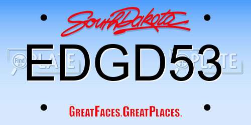 EDGD53 South Dakota License Plate