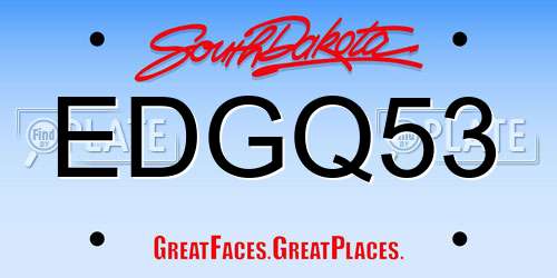 EDGQ53 South Dakota License Plate