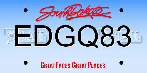 EDGQ83 South Dakota License Plate
