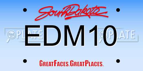EDM10 South Dakota License Plate
