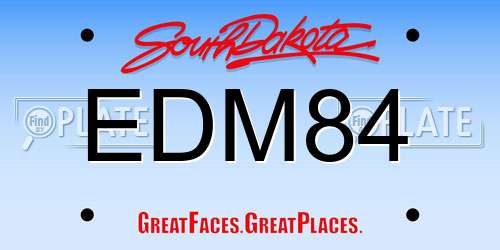 EDM84 South Dakota License Plate