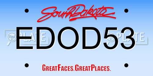 EDOD53 South Dakota License Plate