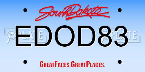 EDOD83 South Dakota License Plate