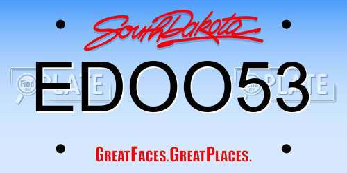 EDOO53 South Dakota License Plate