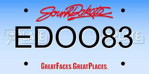 EDOO83 South Dakota License Plate