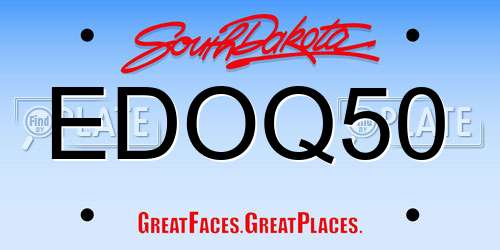 EDOQ50 South Dakota License Plate