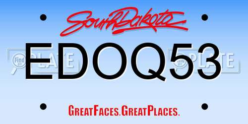 EDOQ53 South Dakota License Plate