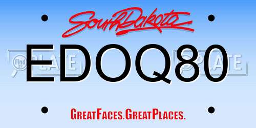 EDOQ80 South Dakota License Plate