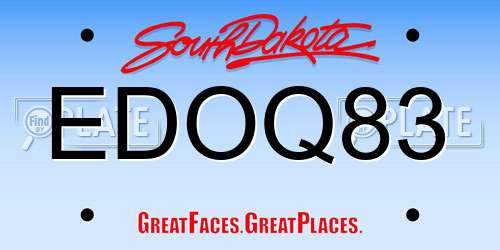 EDOQ83 South Dakota License Plate