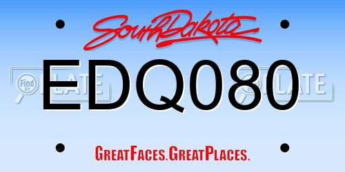 EDQ080 South Dakota License Plate