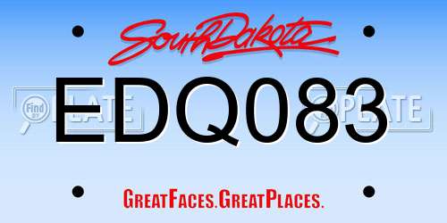 EDQ083 South Dakota License Plate