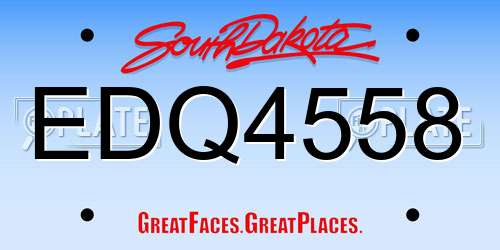 EDQ4558 South Dakota License Plate