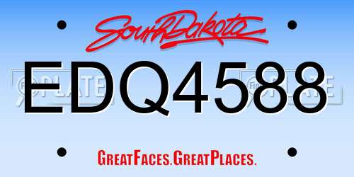 EDQ4588 South Dakota License Plate