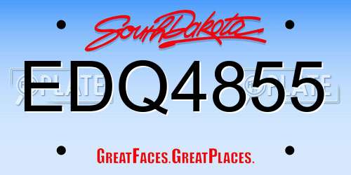EDQ4855 South Dakota License Plate