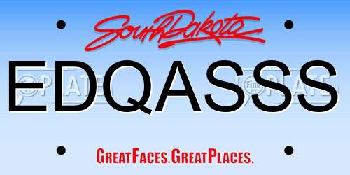 EDQASSS South Dakota License Plate