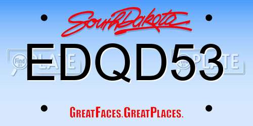 EDQD53 South Dakota License Plate