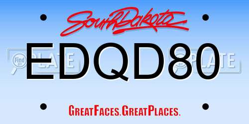 EDQD80 South Dakota License Plate